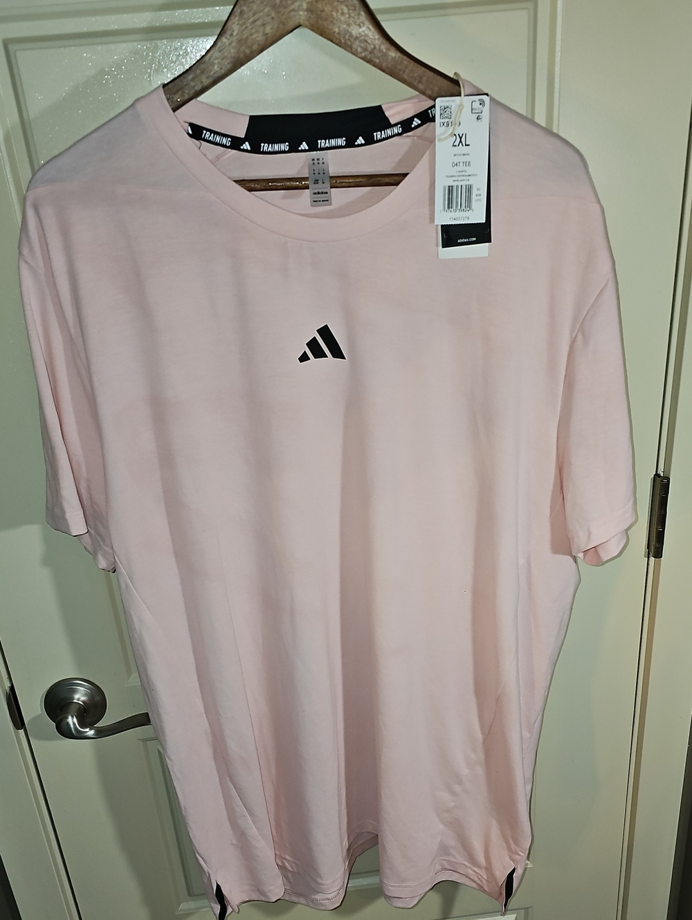 adidas Men’s Pale Pink Training Tee with Small Logo